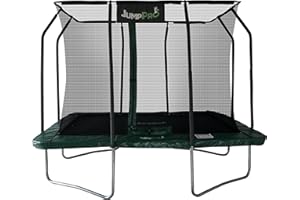 JUMPPRO Jump PRO Xcite Rectangular Trampoline in 3 sizes. Galvanised Steel for Rust Resistance. Green Padding. Strong Sturdy High Specification with Inner Enclosure Netting for Added Safety.