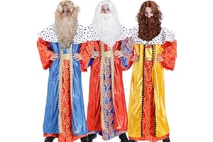 Carnavalife Disfraz Rey Mago hombre, disfraz de navidad para adulto hombre 3 pcs Traje de 3 Piezas con Capa, Túnica y Cinturón, disfraz rey mago adulto