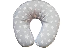 NEO MAMMA L'INIZIO DI UN AMORE CHE NON HA FINE. CUSCINO ALLATTAMENTO COMPLETO, MORBIDO, SFODERABILE E LAVABILE MADE IN ITALY (Stelle grigio)