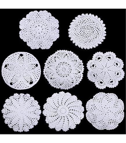 MINDPLUS Set Di 11 Centrini All'Uncinetto Fatti A Mano, Pizzo In Cotone Bianco Vintage, Dimensioni Variabili 10-25 Cm, Per Matrimoni, Tea Party E Decorazioni Boho - 2
