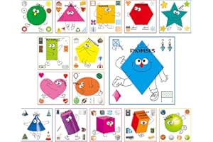 GETHELUD 15 PCS Formposter,Formen des Lernens Schwarzes Brett-Set Dekorationszubehör für die Schule Lehrmittel für das Familienklassenzimmer für Kleinkinder, 30cm x 29cm