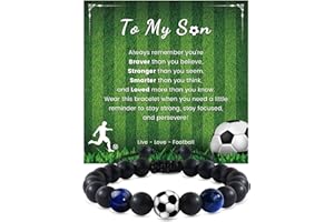 YELUWA Football Gifts for Boys, Football Bracelets for Boy, 18th Birthday Gifts for Boys 8 9 10 11 12 13 14 15 16 Years Old Son Grandson Nephew Brother Natural Stone Bracelets