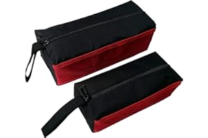 Copechilla borsa porta attrezzi portatile 2PCS Nero con rosso,Grande: 25X10X10CM,piccolo: 20X8X7CM,Materiale di 1680D ad alta densità impermeabile resistente all'usura,con cinturino sospeso e cerniera