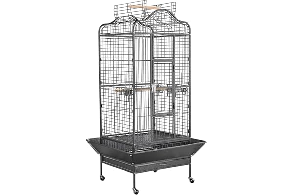Yaheetech Cage Oiseaux Grande Voliere Oiseaux Interieur 81 x 77 x 160 cm Cage Perroquet avec roulettes Toit ouvrable