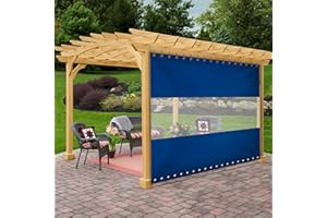 Covers & All Outdoor Clear Panel Curtain, 18 Oz Tarp Tuff Waterproof & UV Resistant Material with Rustproof Grommets, Multi-Purpose Ideal for Outdoors/Indoors (8' H x 10' W feet, Blue)