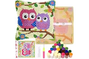 ALONGEN Kit de coussin avec crochet à nouer - Pour enfants ou débutants - Pour enfants ou adultes - Pour bricolage - Avec crochet de fermeture - Housse de coussin - Kit de broderie - Pour la décoration du
