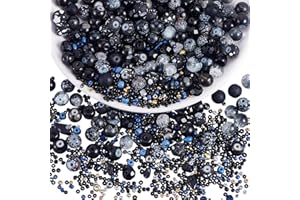 BEEFLYING 1 Pack Assorted Glass Beads for Jewelry Making Adults Glass Crystal Beads Bulk Including 8mm Beads for DIY Jewelry Bracelet Neckalce Phone Lynard Making Crafts Accessorie (Black)