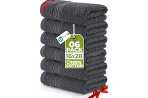 ‎UTOPIA TOWELS Utopia Towels - ręczniki do rąk - 100% bawełny Ring Spun, bardzo miękkie i wyjątkowo chłonne bardzo duże, grube 41 x 71 cm ręczniki hotelowe, dla gości i spa opakowanie 6 szt. (szary)