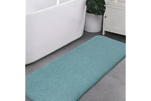 VANZAVANZU Tapis de Bain Extra Long Antidérapant Tapis Salle de Bain Épaissi Tapis Sortie de Douche Absorbant Tapis de Sol Ultra Doux en Microfibre, Séchage Rapide, Lavable en Machine - 50 x 152cm (Turquoise)