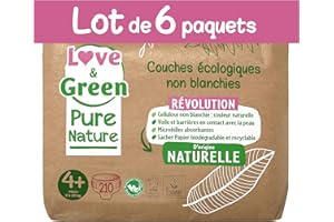 Love & Green Pure Nature - Confezione da 210 strati ecologici non sbiancati T4+ x 35 (9-20 kg)