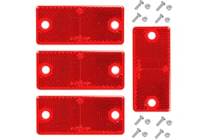 AGRISHOP Trailer Reflectors Pack of 4,E Approved,90x40x8mm,Reflective Reflectors Red Rectangular for RV Gate Posts Walls,Rear Cat’s Eye Reflectors Screw Fit for Car Caravan(Red/Rectangular/4Pack)