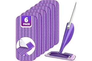 TINA&TONY Spray Mop Refill Pads for Flash Powermop, 6PCS Microfibre Mop Pads Washable for Household Wet Dry Floor Mop, Reusable Mop Head Replacement for Hardwood Laminate Floor Cleaning