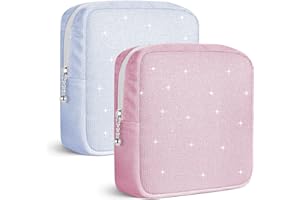 PLAYEXEN 2 sztuki opasek do przechowywania, tampon, torba na miesiączkę, z zamkiem błyskawicznym, mini podpaski higieniczne, torba do przechowywania wkładów do karmienia, prezent dla dziewczynek (niebieski i