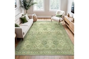 BEIMO Tappeto Salotto Vintage, Tappeto Estivo Salotto Antiscivolo Lavabile, Moderno Tappeti Camera Da Letto, Tappeti Persiano per Soggiorno, Sala, Bambù Verde, 120x170cm