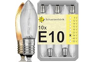 Schuerzenfabrik 10x Spitzkerze E10 34V 3W Ersatzbirnen 2700K Glühbirnen Topkerze für Lichterkette und Schwippbögen