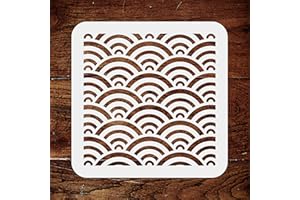 CRAFT KREATIVELY Pochoir motif vagues japonaises – 35,5 x 35,5 cm – Pochoir mural réutilisable asiatique oriental chinois eau de mer