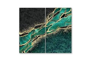 CANVASFLY 2 x 30 x 52 cm - Hob Cover for Glass Ceramic Hobs, Tempered Glass, 60 x 52 cm, Multicoloured, Cutting Plate