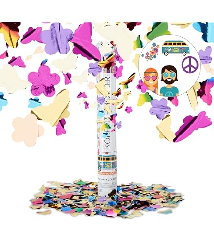 PartyDeco Konfettikanone Set – Konfetti-Shooter Für Hochzeit, Geburtstag, 80 Cm, Rosa Schmetterlinge