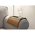En Route Sofa Arm Tray Table. Slinky Secure/Flexible/Foldable Couch Tray Table with Non-Slip Mat for Drinks, Food, Phone or Remote. Sustainable Slinky Bamboo Design