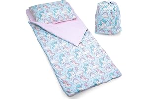 PinkZebra Sac de Couchage pour Enfants 140 x 75 cm + taie d'oreiller 60 x 40 cm pour Filles et garçons, Oeko-Tex, en Coton avec Double Fermeture à glissière, Fermeture à glissière de Garage et Sac