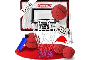 ‎VALENESS VALENESS® Mini Basketballkorb Indoor [für Tür & Wandmontage] - Kleiner Basketball Korb mit Dunk-Funktion, 4 Bällen, Pumpe & Befestigungszubehör - für Kinder & Erwachsene