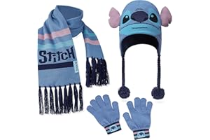 Disney Stitch Mädchen Winter Accessoires, Kinder Mütze, Handschuhe, Schal - Wähle aus Sets, Geschenke für Kinder