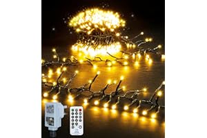 ULIGHTOWN Cluster Christmas Lights Outdoor, 9m 600LEDs Christmas Tree Lights Mains Powered, Fairy Lights with 8 Modes&Timer&4 Brightness Levels&Waterproof with Remote for Garland/Party/Xmas Decorations