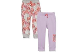 Amazon Essentials Disney | Marvel | Star Wars | Princess Pantaloni Sportivi Jogger in Pile Bambine e Ragazze, Pacco da 2