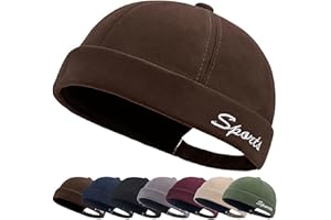 YKDLLF Cappello Uomo Senza Visiera Docker in Cotone Denim Regolabile Berretto da Portuale Rolled Cuff Brimless Cappellino da Portuale Uomo Retro Docker-cap