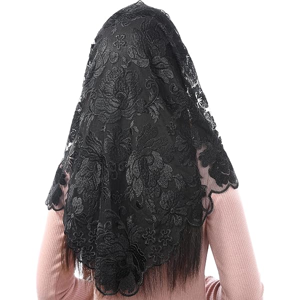 Voile Triangulaire Mantille Espagnole Bozidol - Dentelle Florale, 102x58cm, Pour Messe, Mariage, Cérémonie