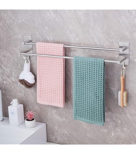Porte-serviettes Double Barre 120 Cm Inox – Support Mural Long Cuisine & Salle De Bain