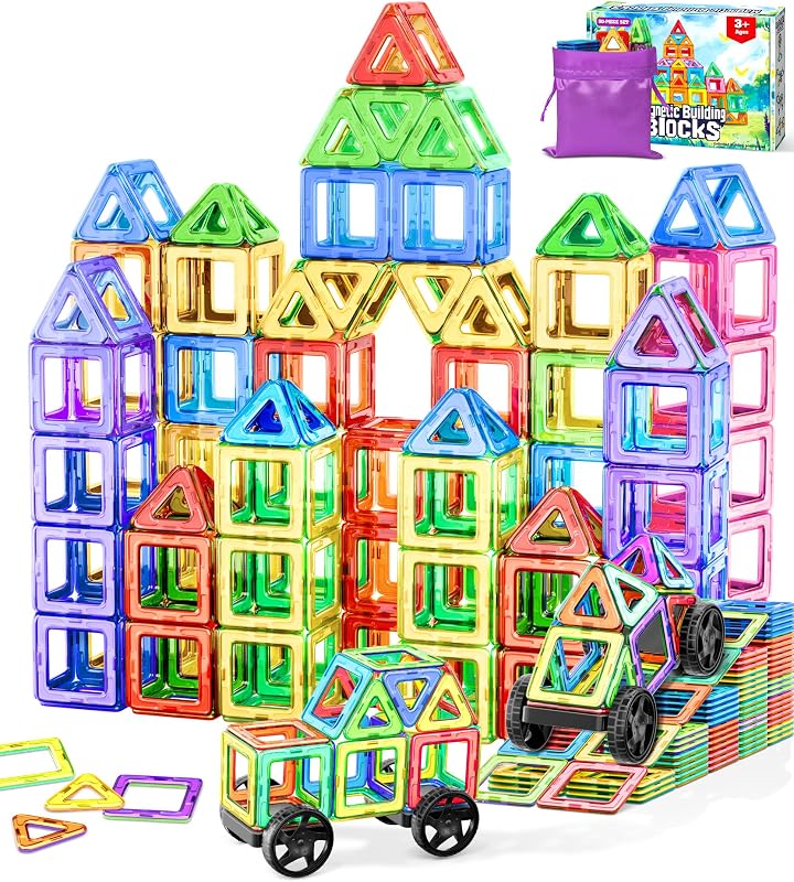 COOLJOYA Magnetische Bausteine, Magnetspiel STEM Magnetbausteine, Montessori Spielzeug ab 3 Jahre, Magnete Spielzeug ab 3 4 5 Jahre Ostern Geschenk für Kinder Jungen Mädchen, 50 Teile Magnetbausteine