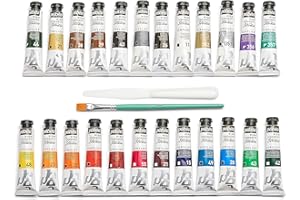 PEBEO Pébéo - Acrilici da Studio - Set 24 Tubi 20 Ml Colori assortiti + Accessori - Kit di pittura acrilica per artisti e principianti - Pennelli + Spatola + Cartone - Colori luminosi