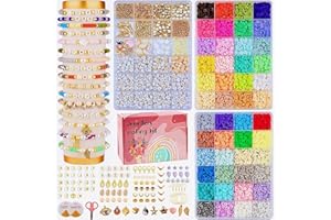 LUOBITO Kit Perline per Braccialetti, 10800 Pezzi Set per Fare Bigiotteria fai da te, 48 Colori Lettere Piatte Colorate per Collane, Bambina e Adulti
