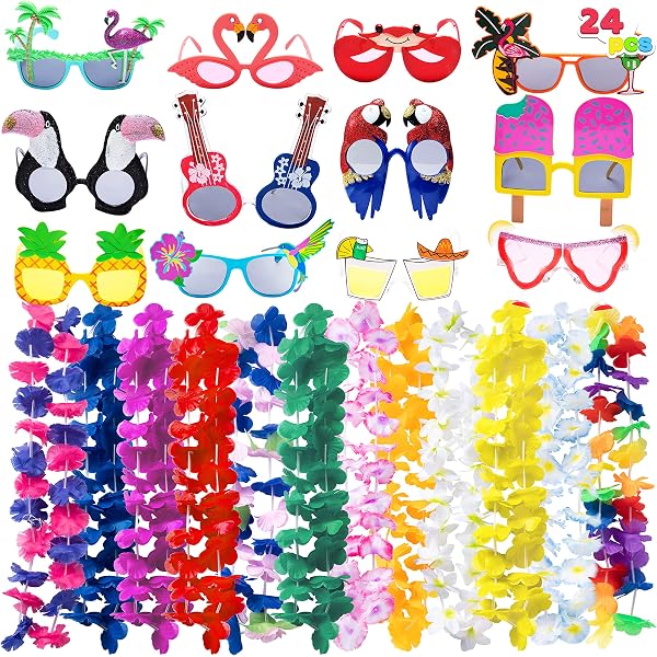 30pz Foto Props Booth Festa Hawaiana Gadget Divertenti Hawaiano Party Photo Compleanno Festa Hawaiana Estiva Spiaggia Tropicale Luau Decorazione Fai da te Matrimonio