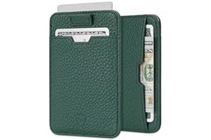 Vaultskin CHELSEA, cienki, minimalistyczny męski portfel, skórzany, z blokadą RFID, przednia kieszeń na karty kredytowe, Matowy zielony, Jeden rozmiar