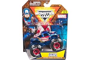 Monster Jam Marvel - 1 Vehicle Die-CAST 1:64 Marvel - 1 Autentyczny pojazd Monster Truck Oficjalny pokaz kolekcjonerski w skali 1:64 - Zabawka dla dzieci 3 lata i więcej - model losowy