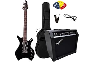 MSA HEAVY METAL SET - ELEKTROGITARRE HEAVY SCHWARZ - VERSTÄRKER 45 WATT - TASCHE - BAND - 3xPIK - STIMMGERÄT - E GITARRE 2x HUMBUCKER