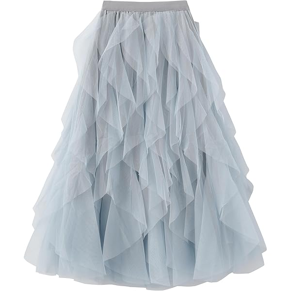 JasGood Dames tule rok high low gelaagd onregelmatige tule rok dames A-lijn midi-rok ballet tutu eindexamenbal carnaval party rok, geel, S