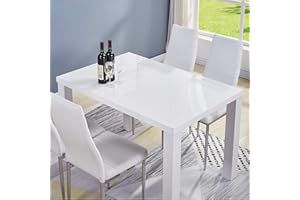 GOLDFAN Morden High Gloss Dining Tables Taku Rectangle Kitchen Tables 4-6 Seater Dining Table, Wood, White (Only Table)