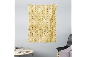 ABAKUHAUS Egipcio Tapiz de Pared y Cubrecama Suave, Iconos Coloridos del Papiro, Decoración para el Cuarto, 110 x 150 cm, Multicolor