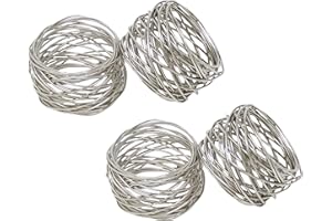 SKAVIJ Fatto a Mano Tovagliolo Anelli Impostare di 4 per Ogni Giorno, Cenare Tavolo Decorazione Argento