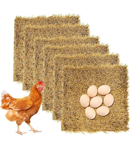 Owfeel Hühner-Nistunterlagen – 6 Stück, 30,5x30,5 Cm, Waschbarer Kunstrasen Für Stall & Garten