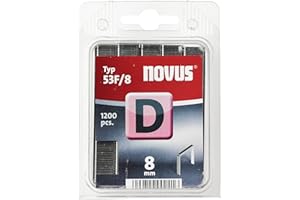 Novus Agrafes à fil plat type D/53 F, blister de 1200 agrafes du type 53 F/8 en acier galvanisé, Rouge, 8 mm