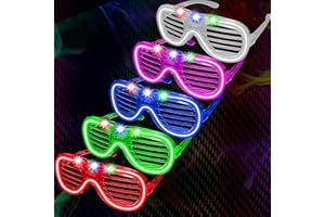 lumous rola Neon Glasses Party Led Light Up Glasses Glow in the Dark Kids shutter Shades Glasses Flashing sunglasses for Adults Rave Party Set.