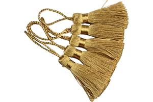 Makhry 20pcs 4.3 pulgadas Handmade Silky Floss Mini Tiny Craft borlas con 2 pulgadas Cord Loop y pequeño nudo chino para pendientes, recuerdo, marcadores, accesorio de arte DIY, etiquetas (champán)