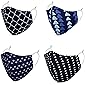 DFR Reversible Black And Blue Double Side Rajasthani Sanganeri Print With Adjustable Elastic Fashion Face Mask for Women…