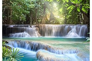 decomonkey - Papier Peint Intissé Cascade Chute d'eau 350x256 cm - Panoramique Image XXL Maison Chambre Déco Photo Murale Décorative Tenture Murale pour Appartement Décoration Salon