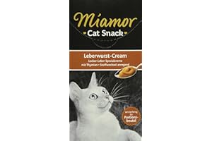 Miamor Cat Snack Liver Sausage Cream 6 x 15 g (Pack of 11 x 90 g