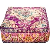 Mandala Life ART Boho Chic Marocain Housse de Coussin de Sol - 60x20 cm - Taie d'oreiller carrée de méditation - Pouf décorat